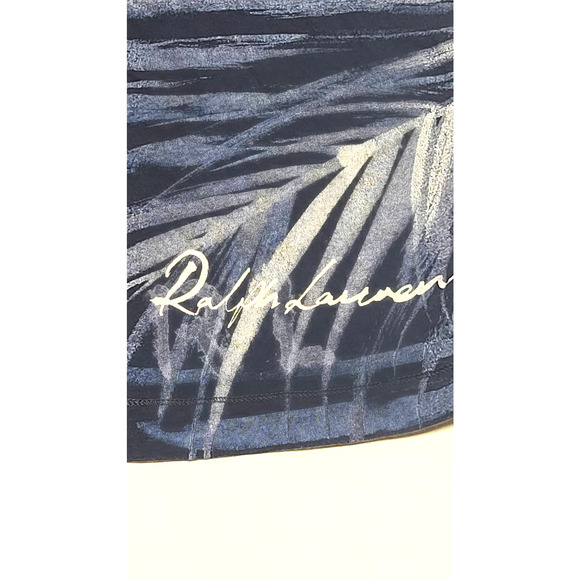 Lauren Ralph Lauren tropical palm leaves blue women's small blouse - Picture 2 of 5